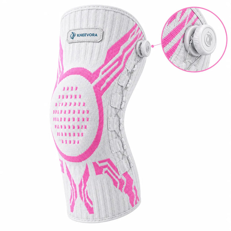 White and pink knee support brace