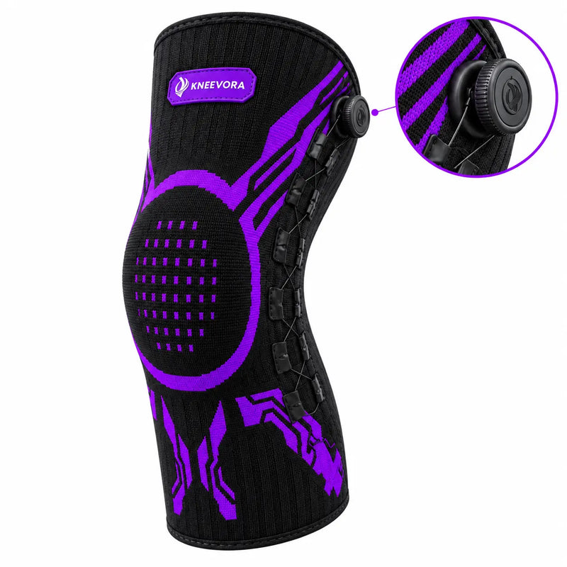 Black and purple knee support brace